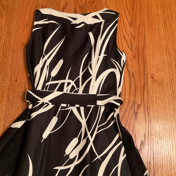 Vintage Dress by Mila Honolulu Black & White Sleeveless Full Skirt Tie Belt Sz S - Picture 11 of 16